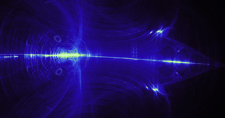 Blue And Green Abstract Lines Curves Particles Background