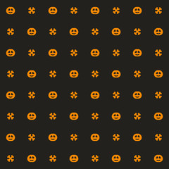 Halloween pattern. Seamless vector background with bones and pumpkins