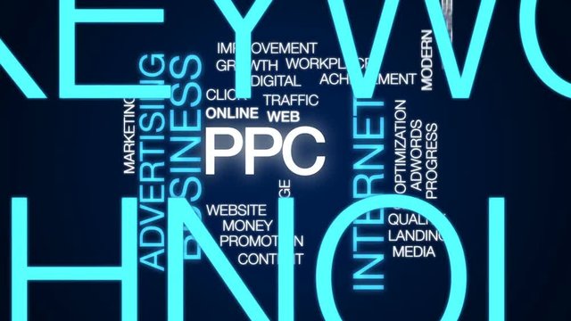 PPC animated word cloud, text design animation.