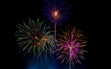 Colorful of fireworks light in the sky