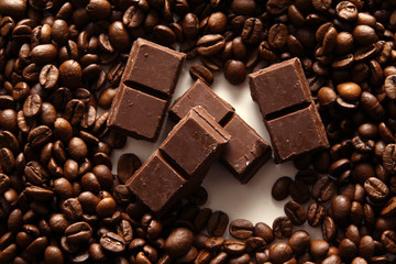 Chocolate and coffee beans as wallpaper