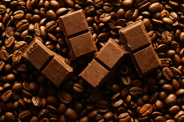 Chocolate and coffee beans as wallpaper