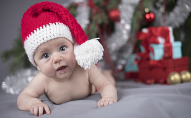 Christmas, Happy baby crawling