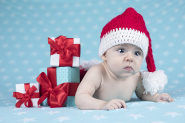 Christmas, Happy baby crawling