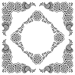 Hand drawn floral background with place for text. Vector Illustration