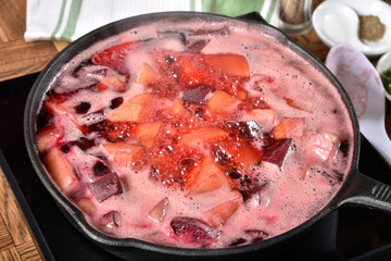 Boiling beets and potatoes