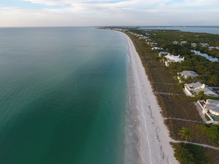 Aerial View of Beach Houses Along Florida Island Coast