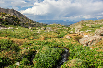 Fototapeta na wymiar Rocky Mountain Landscape with Lake