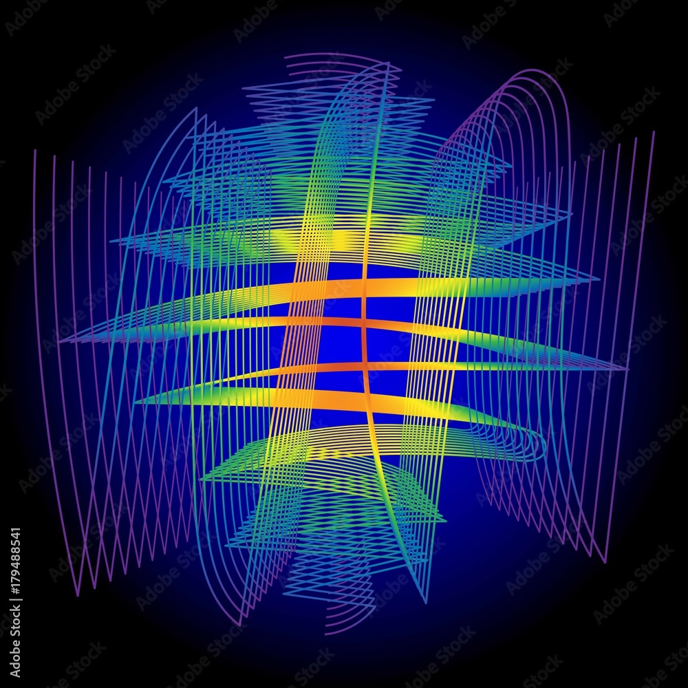 Poster Abstract background with moving wave colorful lines. Vector illustration.