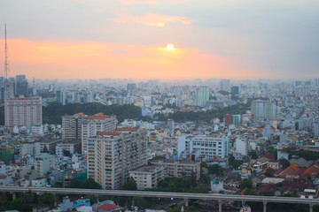Naklejka na ściany i meble Ho chi minh city sunset - Vietnam 