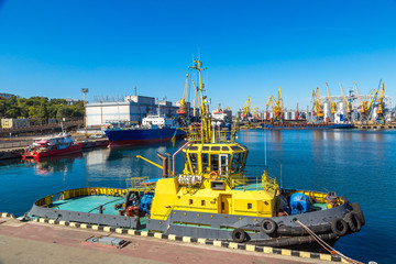 Fototapeta premium Cargo container terminal port in Odessa