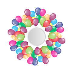 Flying balloons border with circle empty space for your text or design.