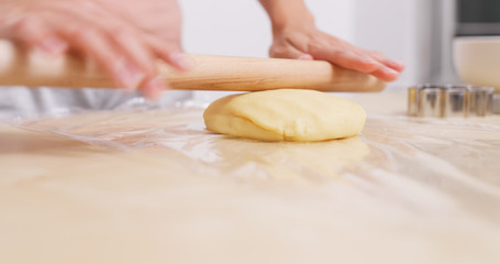 Rolling on dough