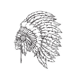 Indian chief. Logo, icon, mascot. Vector illustration, eps 10.