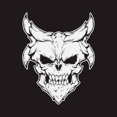 Daemon head print for t-shirt. Vector illustration, eps 10.