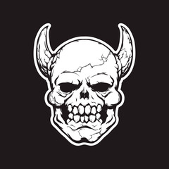 Daemon head print for t-shirt. Vector illustration, eps 10.