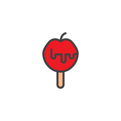 Caramelized apple filled outline icon, line vector sign, linear colorful pictogram isolated on white. Candy snack symbol, logo illustration. Pixel perfect vector graphics