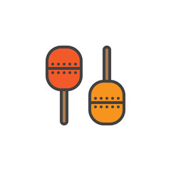 Maracas musical instrument filled outline icon, line vector sign, linear colorful pictogram isolated on white. Shakers symbol, logo illustration. Pixel perfect vector graphics