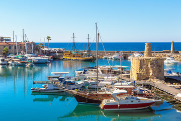 Fototapeta na wymiar Harbour in Kyrenia (Girne), North Cyprus
