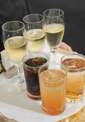 tray with drinks for event party