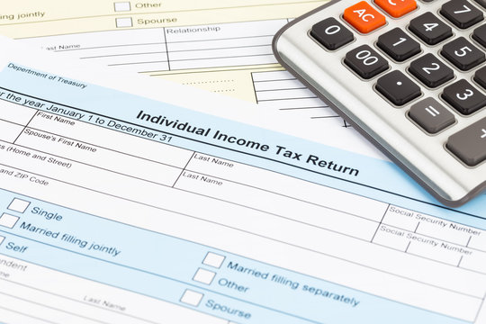 Tax form and calculator; document are mock-up