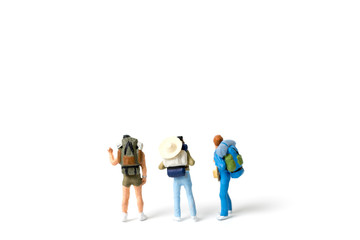 Miniature Backpacker  isolated on white background