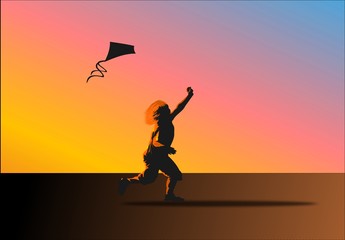 A Kid Flying Kite