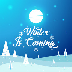 Fototapeta na wymiar Winter Is Coming - Beautiful Winter Landscape, Flat, New Year, Vector Illustration