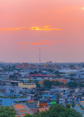  red sunset at Wat Pha Kaew temple of emerald Buddha and Grand Palace.