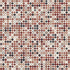 Fototapeta premium Vintage graphic mosaic of geometric elements. Multicolored circles on a white background. For your design.