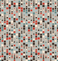 Abstract seamless pattern consisting of geometric elements. Multicolored squares on a light background.