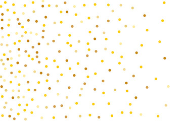 Background with Golden glitter, confetti. Gold polka dots, circles, round. Typographic design. Bright festive, festival pattern 