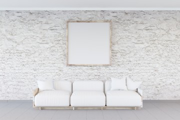 Mock-up pattern in loft interior with white palette sofa