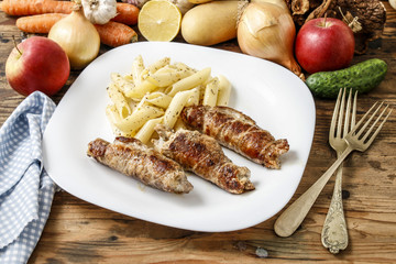 Meat stuffed with mushrooms