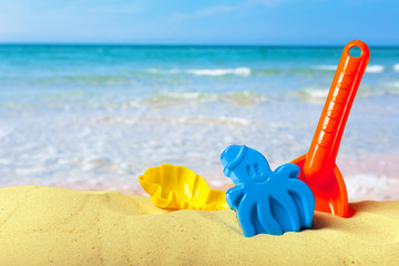 Fototapeta na wymiar Plastic toys for beach