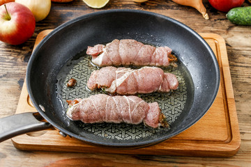 Meat stuffed with mushrooms