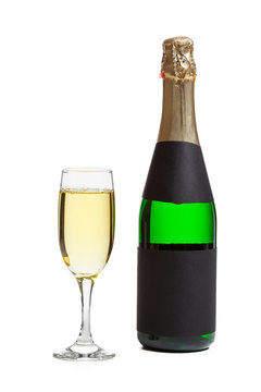 Champagne bottle isolated on white background