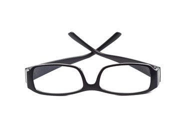 black eyeglasses on white background isolate