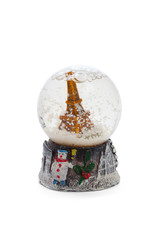 Snow globe travel souvenier destination isolated on white background