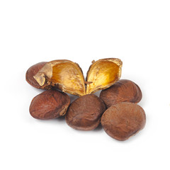 dry Inca peanut on white background