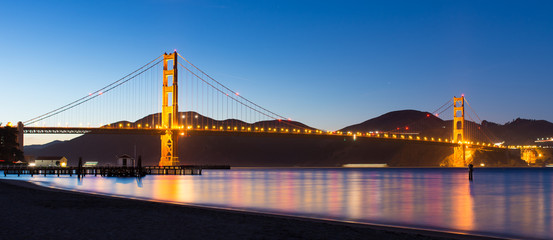 The Golden Gate Bridge at sunset