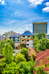 Chiang Mai city with blue sky and green plant
