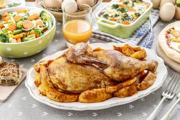 Roasted chicken with apples