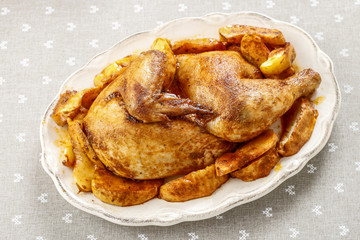 Roasted chicken with apples