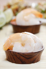 Cooced shrimps on table