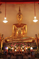 buddha statue enshrined in temple for holy of Thailand