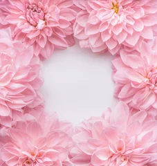 Outdoor kussens Creative pastel pink flowers frame, top view. Layout  or greeting card for Mothers day, wedding or happy event © VICUSCHKA