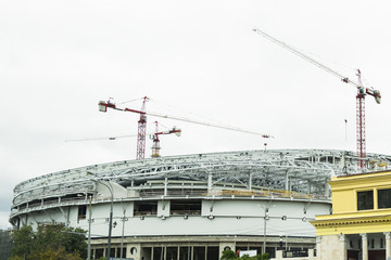 Fototapeta premium Construction of the National Football Stadium in Russia, Moscow. Development of the European Football Championship