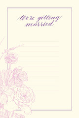 Vintage botanical illustration flower for wedding invitation. Flower concept. Wedding concept. Vector design.