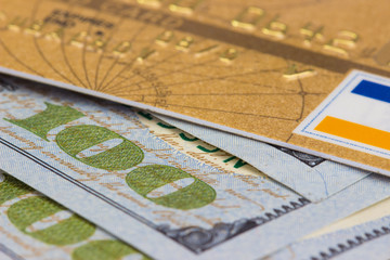 bank card, dollars